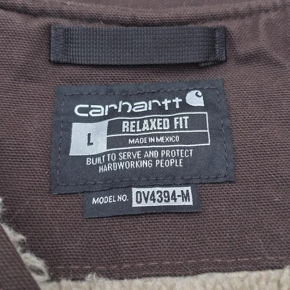 Carhartt Men's Washed Duck Sherpa-Lined Vest Size Large Brown - Picture 7 of 8